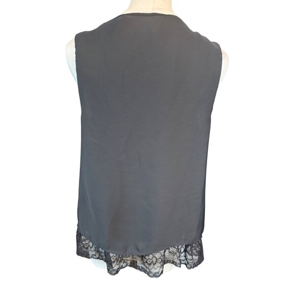 2/$30 Zara M Basic Collection Black Sleeveless Top With Lace Hem - Picture 7 of 12